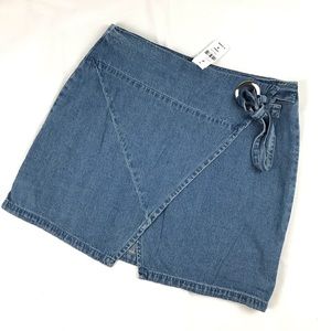 LF Carmar Wrap Tie Mini Skirt Chambray Blue Denim